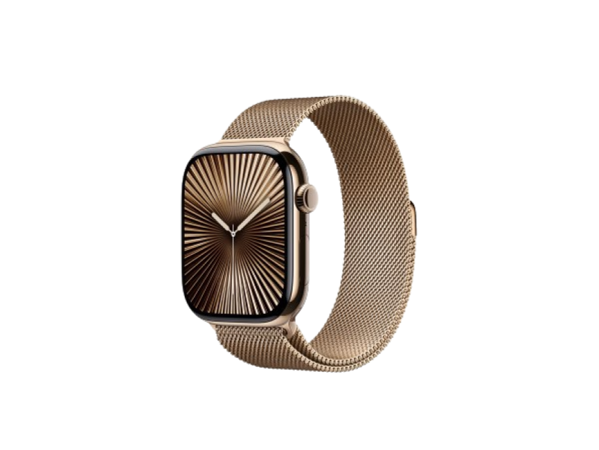 Apple Watch Series 10 GPS + Cellular 42mm Gold Titanium Case with Gold Milanese Loop (MX083)