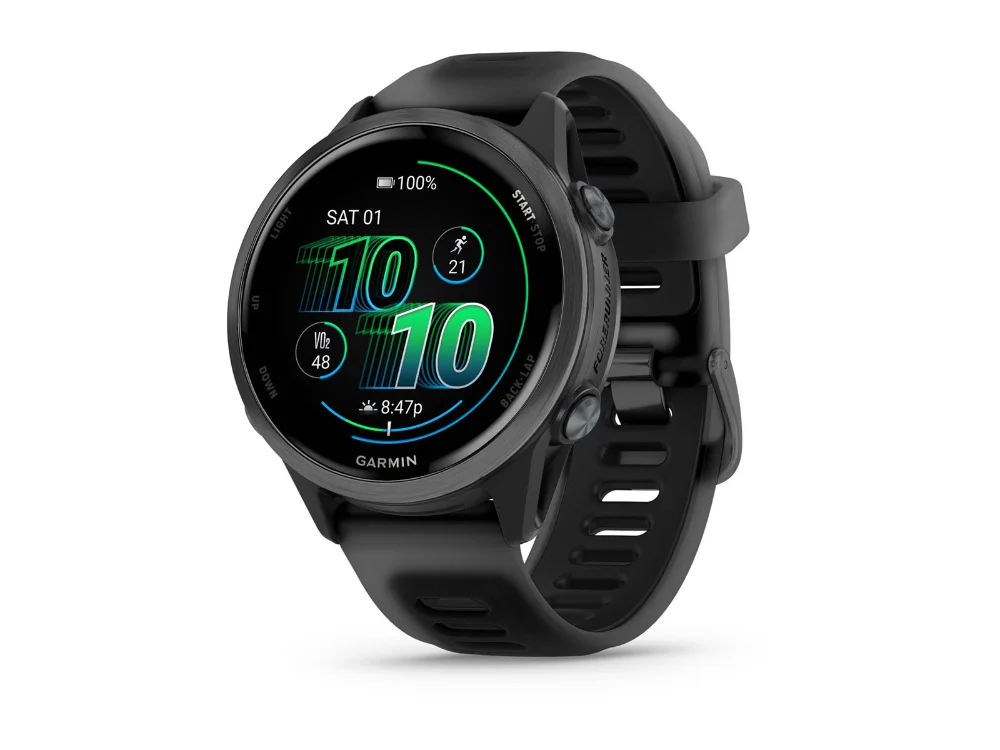 Garmin Forerunner 570 42 mm, тёмно-серый алюминий, чёрный силиконовый ремешок