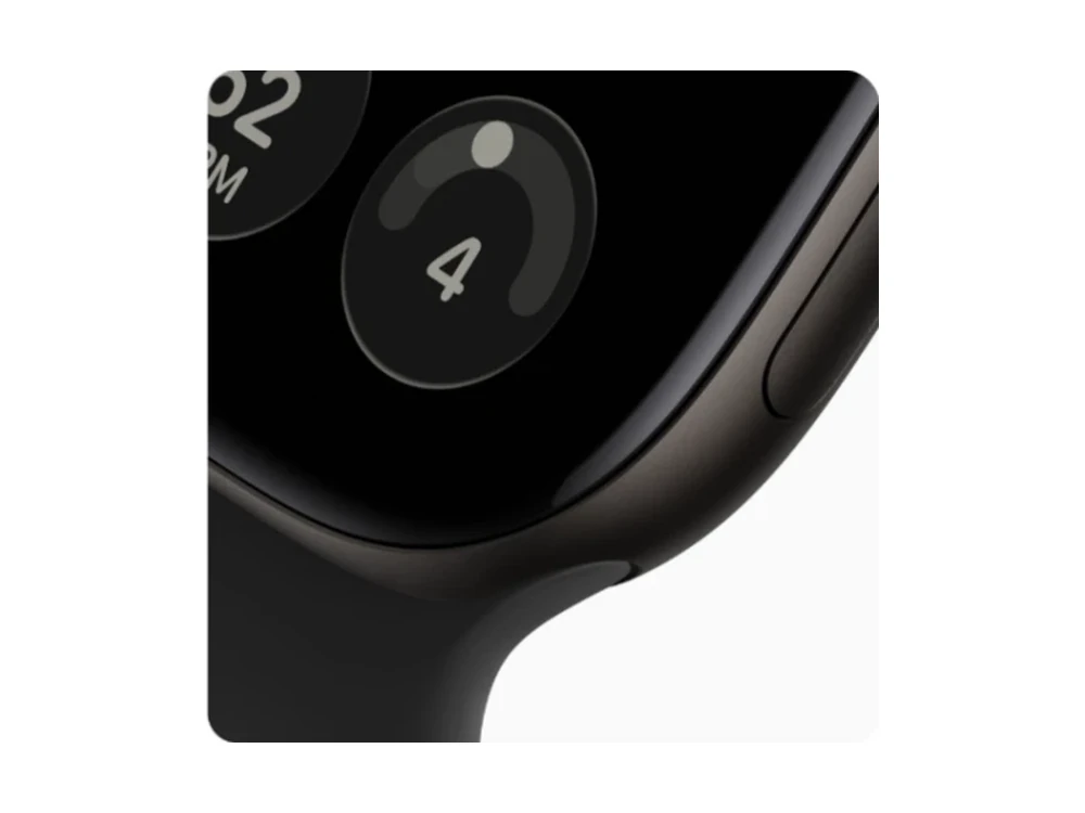 Apple Watch Series 12 GPS 46 мм Алюминий Чёрный (Black) с Чёрный спортивный ремешок (Black Sport Band) — вид сбоку