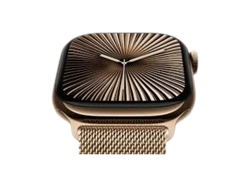 Apple Watch Series 10 GPS + Cellular 42mm Gold Titanium Case with Gold Milanese Loop