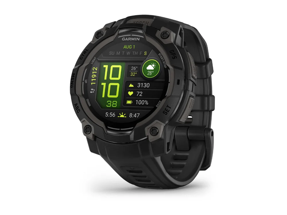 Garmin Instinct 3 AMOLED 45 mm, чёрный, чёрный силиконовый ремешок