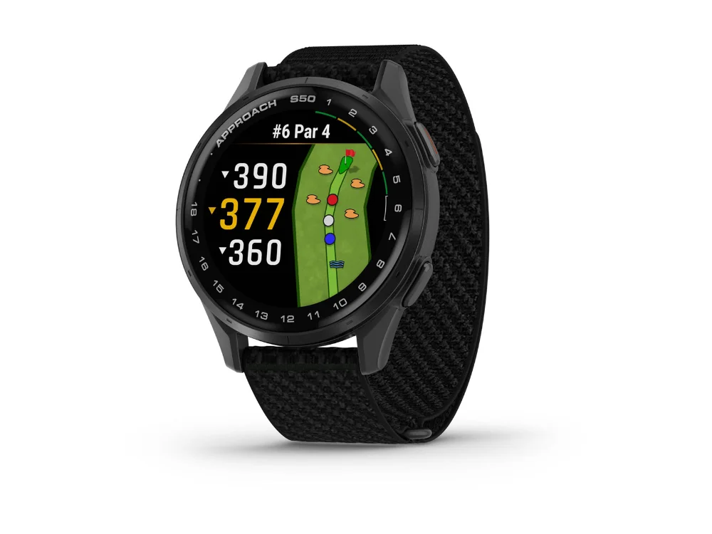Garmin Approach S50, тёмно-серый алюминий, чёрный нейлоновый ремешок