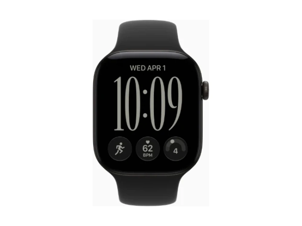 Apple Watch Series 12 GPS 46 мм Алюминий Чёрный (Black) с Чёрный спортивный ремешок (Black Sport Band) — детальный вид