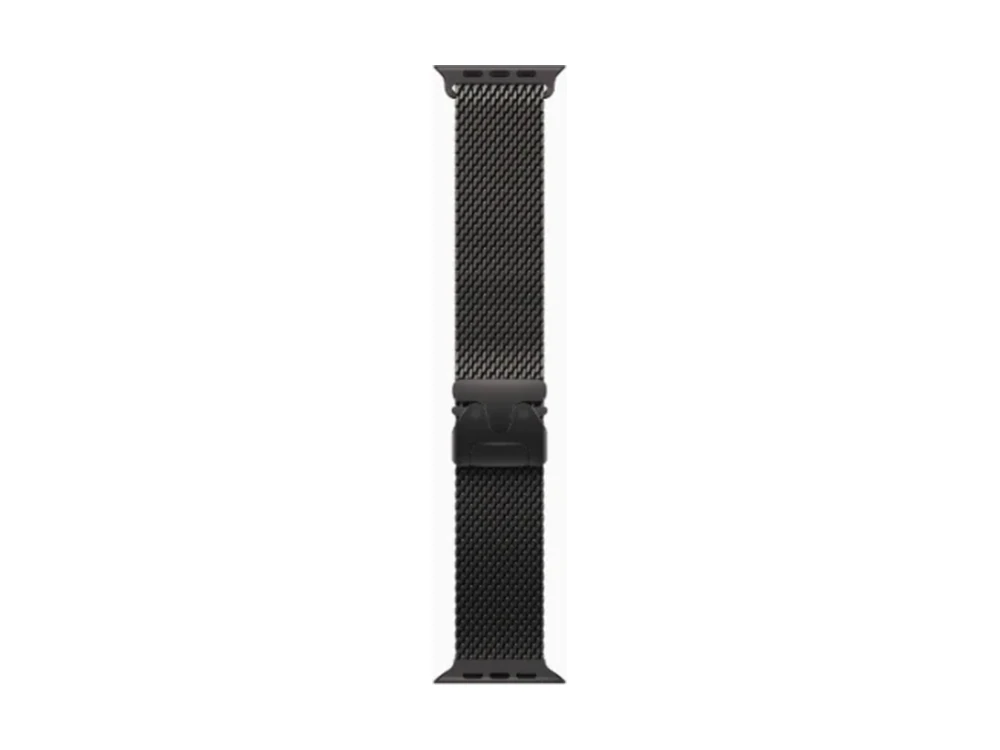 Apple Watch Ultra 4 GPS + Cellular 49 мм Чёрный титан (Black Titanium) с ремешком Титановый миланский браслет (Titanium Milanese Loop) — вид сбоку