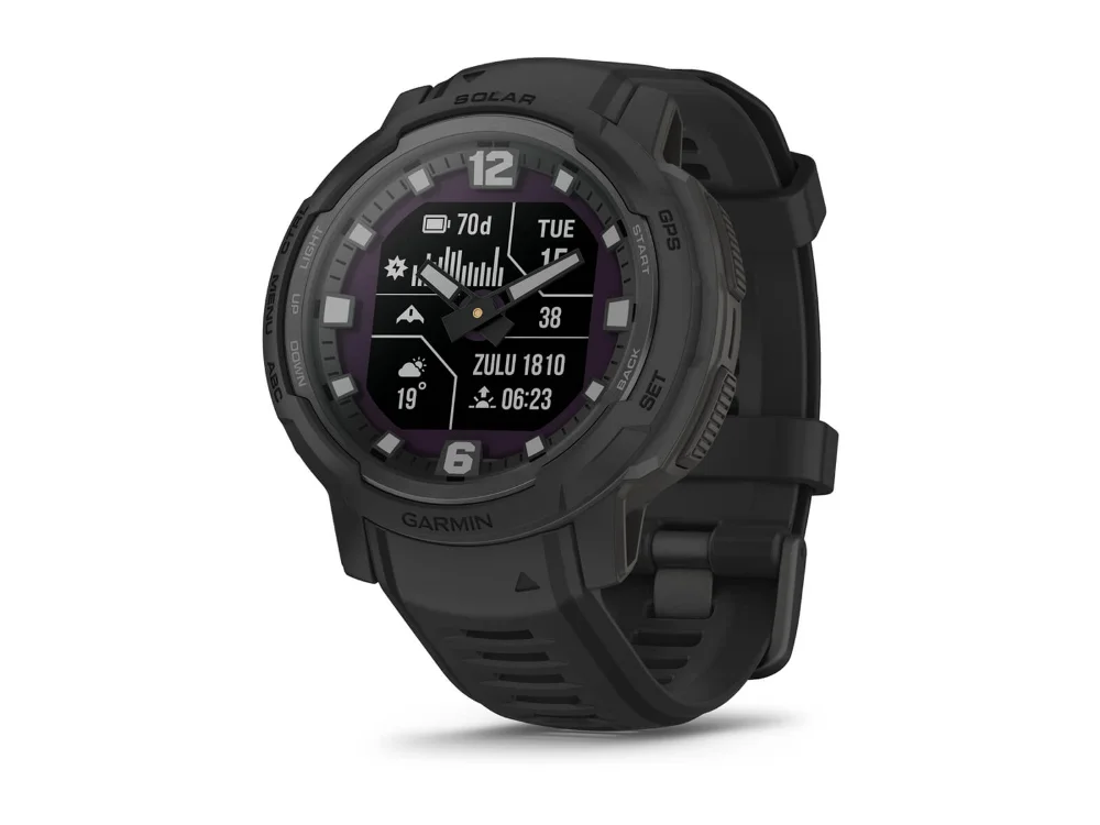 Garmin Instinct Crossover Solar Tactical Edition, чёрный, чёрный силиконовый ремешок