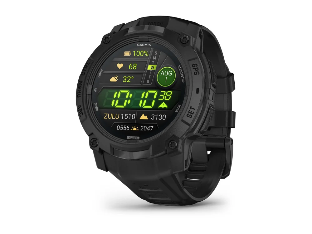 Garmin Instinct 3 AMOLED Tactical Edition 50 mm, чёрный, чёрный силиконовый ремешок