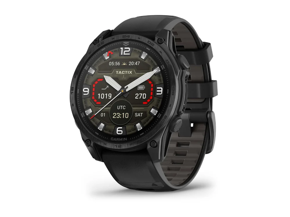 Garmin Tactix 8 AMOLED 47 mm, чёрный титан, чёрный/серый силиконовый ремешок