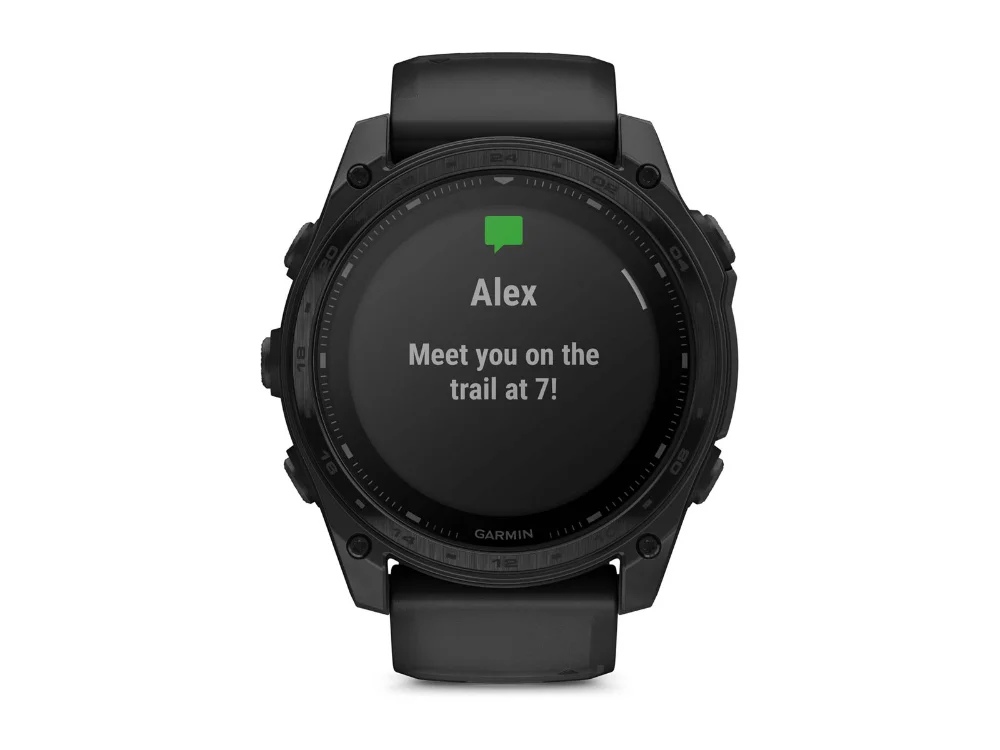 Garmin Tactix 8 Solar 51 mm, чёрный титан, чёрный силиконовый ремешок — вид спереди