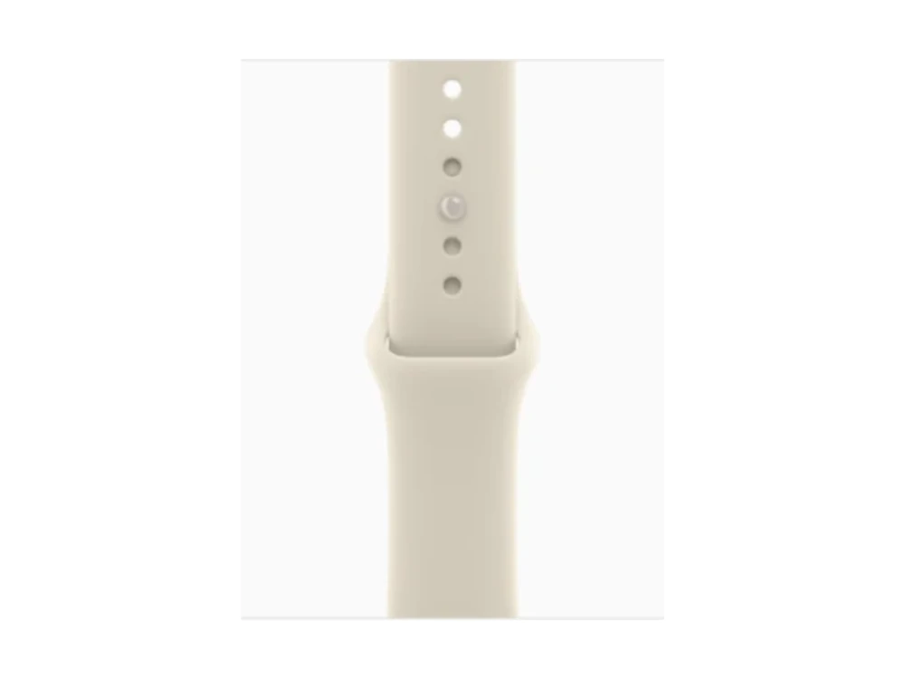 Apple Watch Series 12 GPS + Cellular 42 мм Керамика Жемчужно-белый (Pearl White) с Песочный спортивный ремешок (Sand Sport Band) — вид сбоку