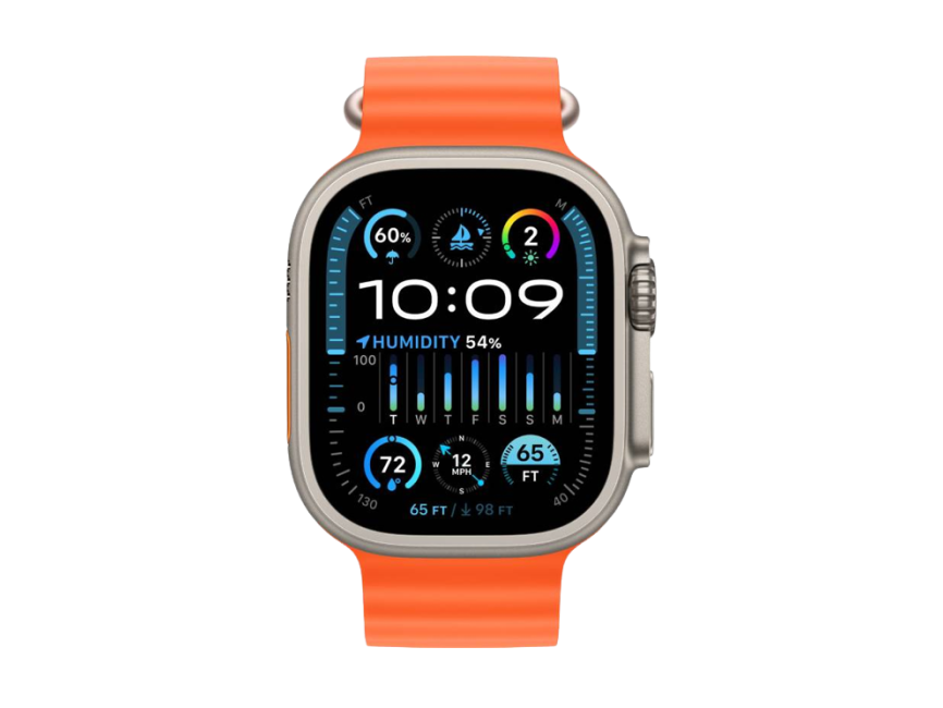 Apple Watch Ultra 2 GPS + Cellular 49мм Titanium Case with Orange Ocean Band (One Size)