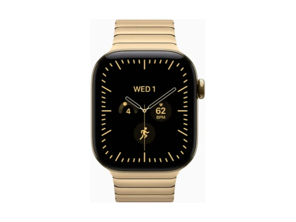Apple Watch Series 12 GPS + Cellular 46 мм Титан Сияющее золото (Radiant Gold) с Звеньевой браслет (Link Bracelet) — детальный вид