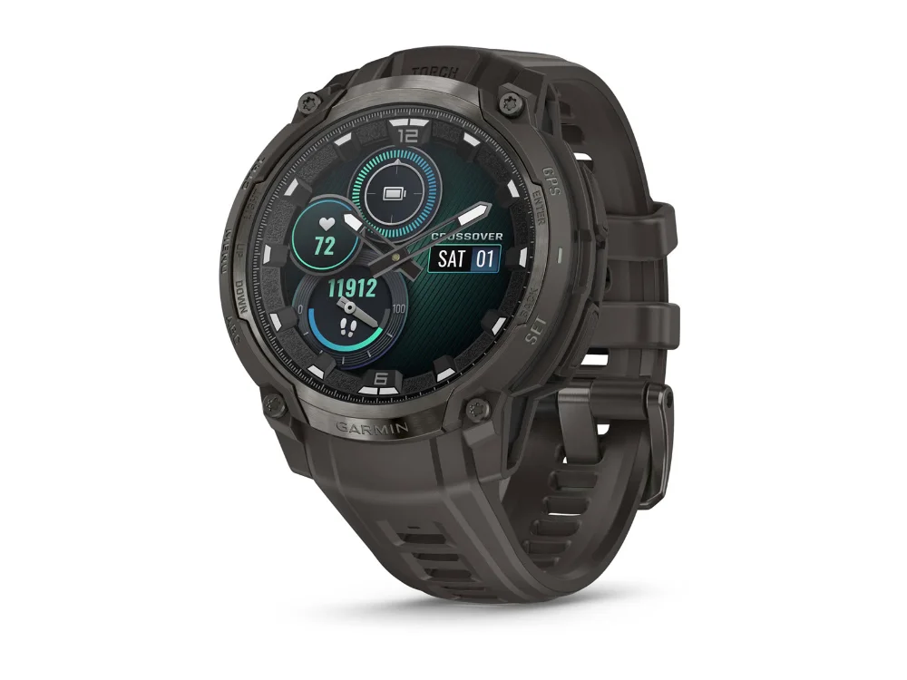 Garmin Instinct Crossover AMOLED, тёмно-серый, тёмно-серый силиконовый ремешок