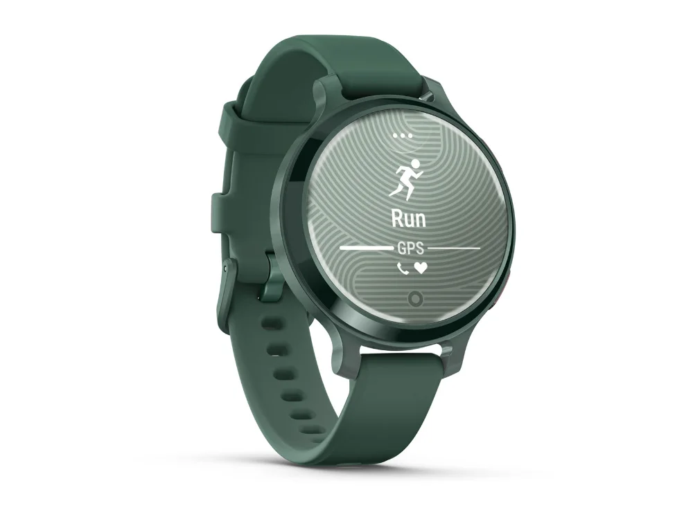 Garmin Lily 2 Active, зелёный, зелёный силиконовый ремешок — вид сбоку