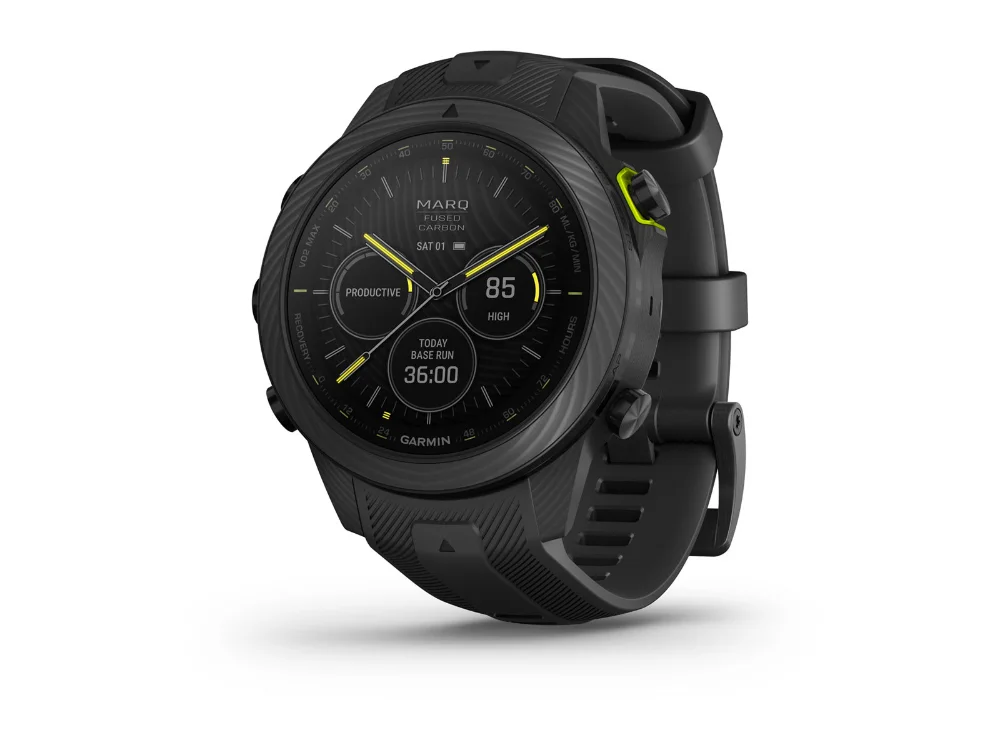 Garmin MARQ Athlete (Gen 2) Carbon Edition, чёрный карбон, чёрный силиконовый ремешок