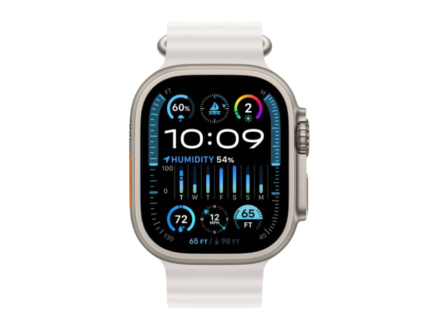 Apple Watch Ultra 2 GPS + Cellular 49мм Titanium Case with White Ocean Band (One Size)