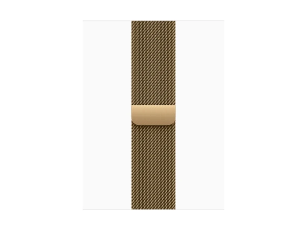 Apple Watch Series 12 GPS + Cellular 42 мм Титан Сияющее золото (Radiant Gold) с Миланский сетчатый браслет (Milanese Loop) — вид сбоку