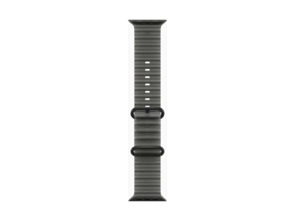 Apple Watch Ultra 4 GPS + Cellular 49 мм Чёрный титан (Black Titanium) с ремешком Прозрачно-чёрный Ocean Band (Ocean Band Translucent Black) — вид сбоку