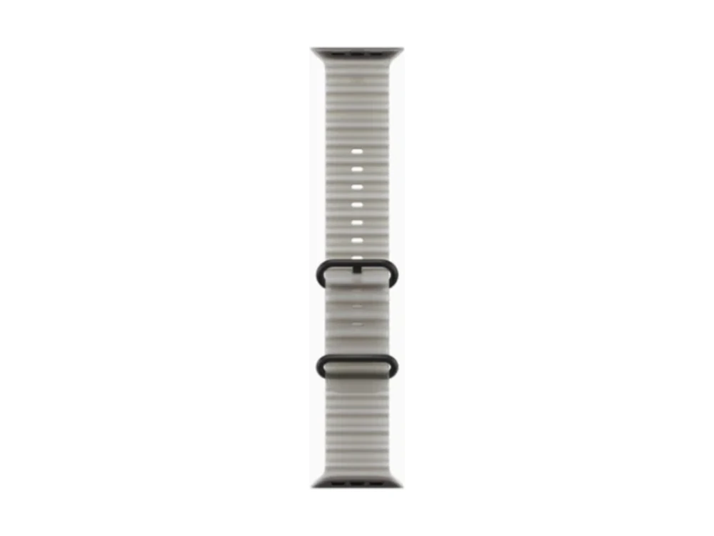 Apple Watch Ultra 4 GPS + Cellular 49 мм Чёрный титан (Black Titanium) с ремешком Прозрачно-серый Ocean Band (Ocean Band Translucent Gray) — вид сбоку