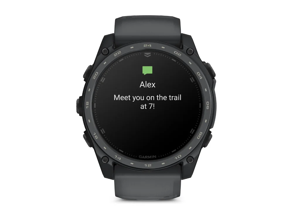 Garmin Tactix 8 AMOLED Cerakote 51 mm, серый Cerakote, двухцветный силиконовый ремешок — вид спереди