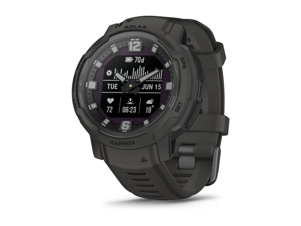 Garmin Instinct Crossover Solar, графитовый, графитовый силиконовый ремешок