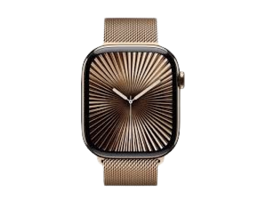 Apple Watch Series 10 GPS + Cellular 42mm Gold Titanium Case with Gold Milanese Loop