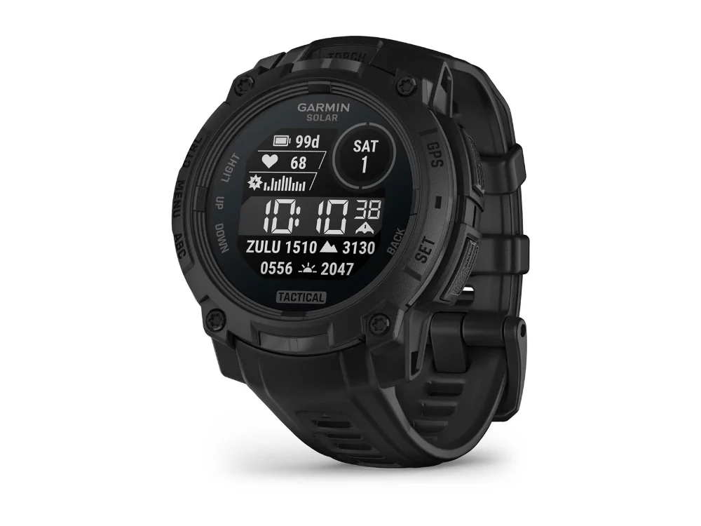 Garmin Instinct 3 Solar Tactical Edition 45 mm, чёрный, чёрный силиконовый ремешок