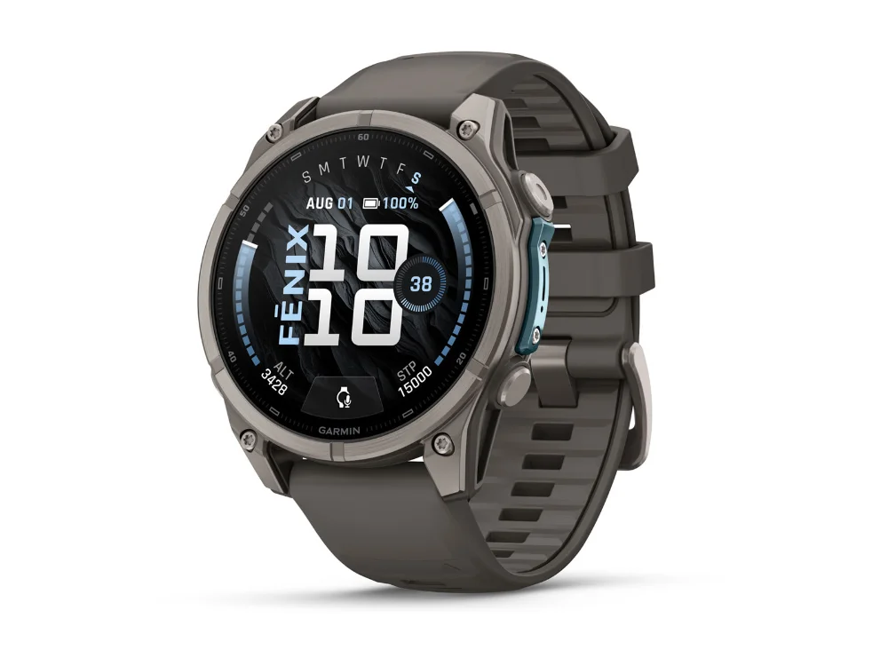 Garmin Fenix 9 47 mm, титан, серый силиконовый ремешок