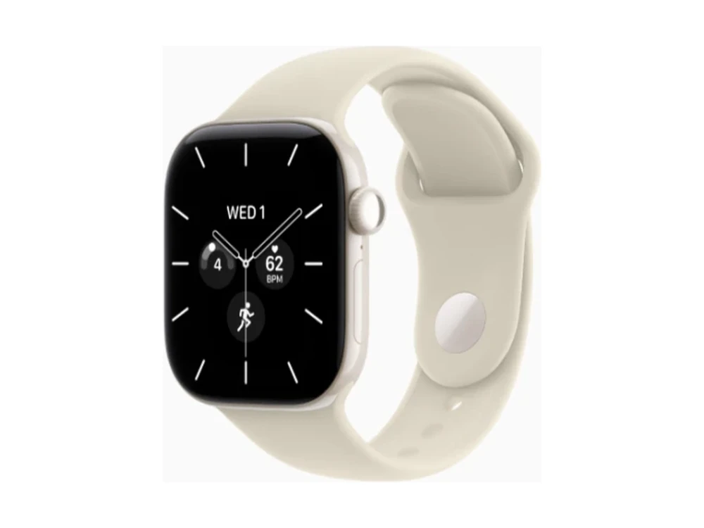 Apple Watch Series 12 GPS + Cellular 42 мм Керамика Жемчужно-белый (Pearl White) с Песочный спортивный ремешок (Sand Sport Band) — детальный вид