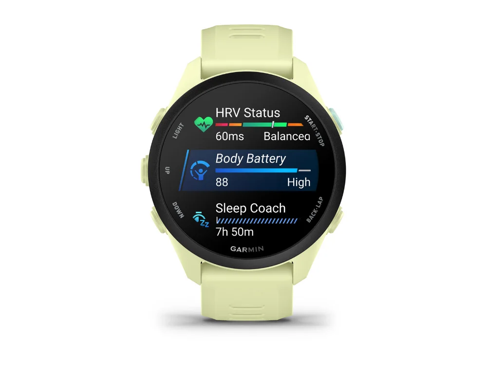 Garmin Forerunner 70, лимонный, лимонный силиконовый ремешок — вид спереди
