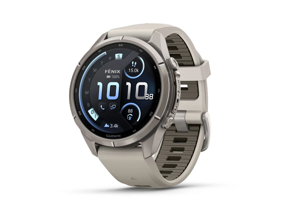 Garmin Fenix 9 Pro inReach 43 mm, титан, серый/песочный силиконовый ремешок