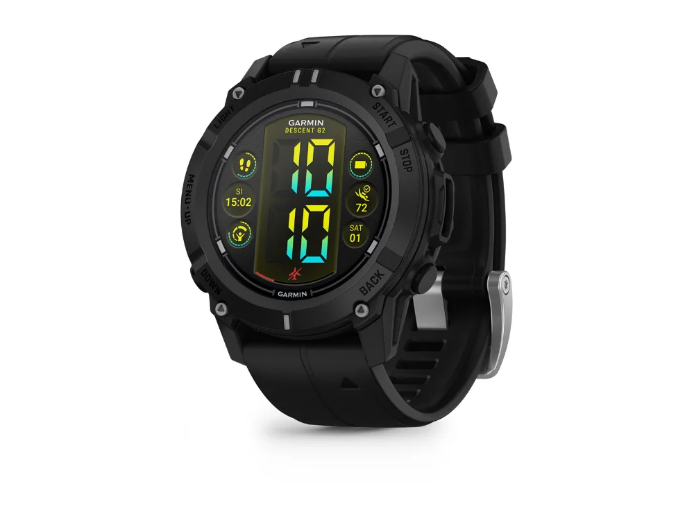 Garmin Descent G2, чёрный, чёрный силиконовый ремешок