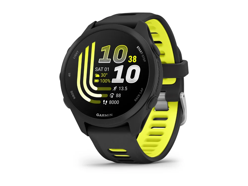 Garmin Forerunner 170 Music, чёрный, чёрный/жёлтый силиконовый ремешок
