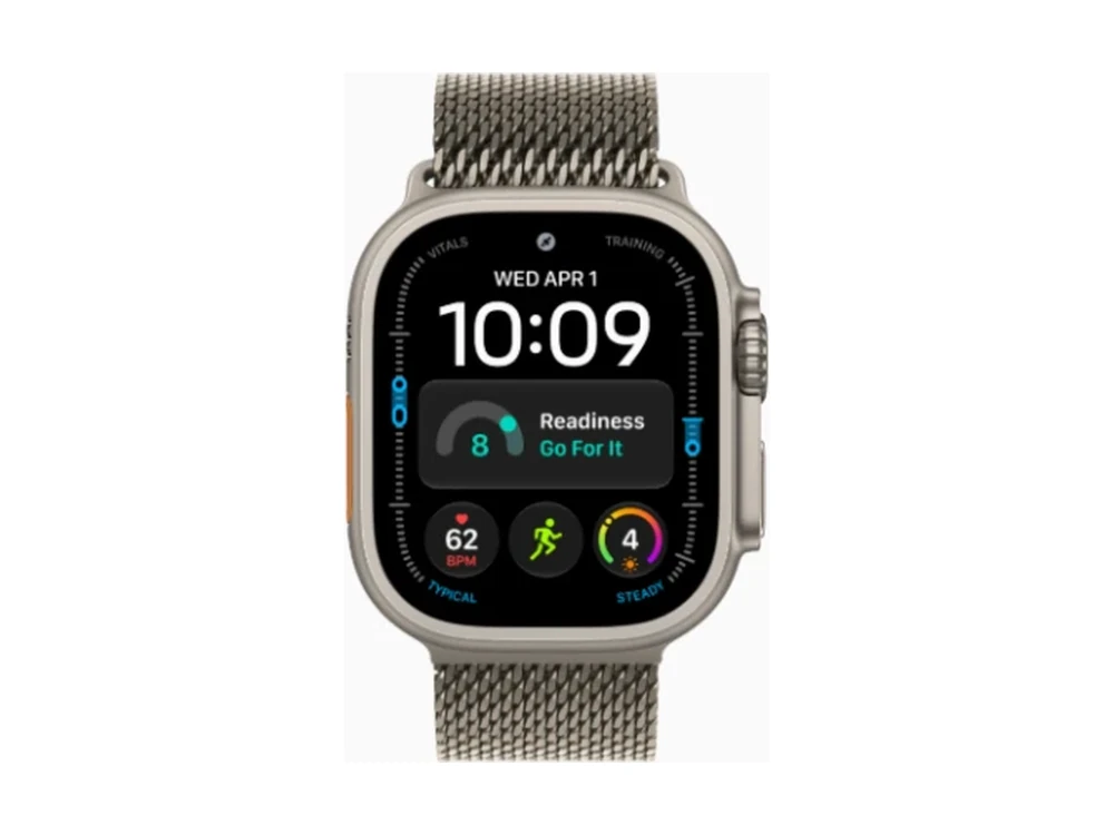 Apple Watch Ultra 4 GPS + Cellular 49 мм Натуральный титан (Natural Titanium) с ремешком Титановый миланский браслет (Titanium Milanese Loop) — детальный вид