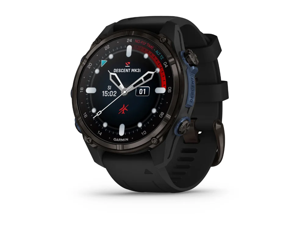 Garmin Descent Mk3i 43 mm, карбоново-серый титан, чёрный силиконовый ремешок