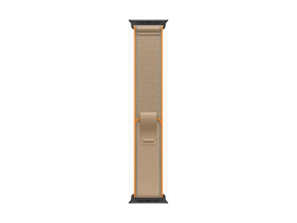 Apple Watch Ultra 4 GPS + Cellular 49 мм Чёрный титан (Black Titanium) с ремешком Песочный Trail Loop (Trail Loop Sand) — вид сбоку