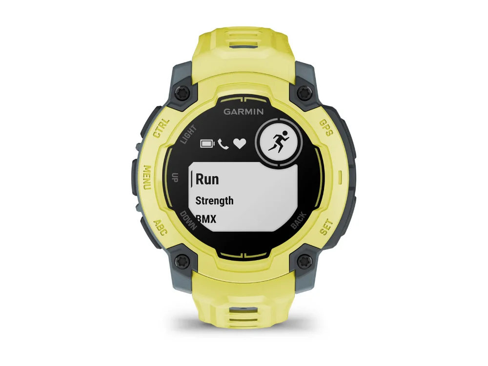 Garmin Instinct E 45 mm, салатовый, салатовый силиконовый ремешок — вид спереди