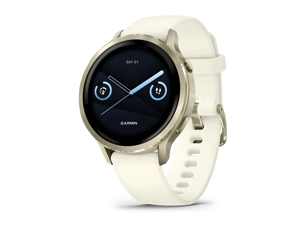 Garmin Venu 4 41 mm, лунное золото, бежевый силиконовый ремешок