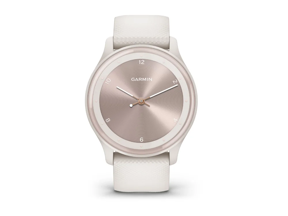 Garmin Vivomove Sport, слоновая кость, силиконовый ремешок цвета слоновой кости — вид спереди