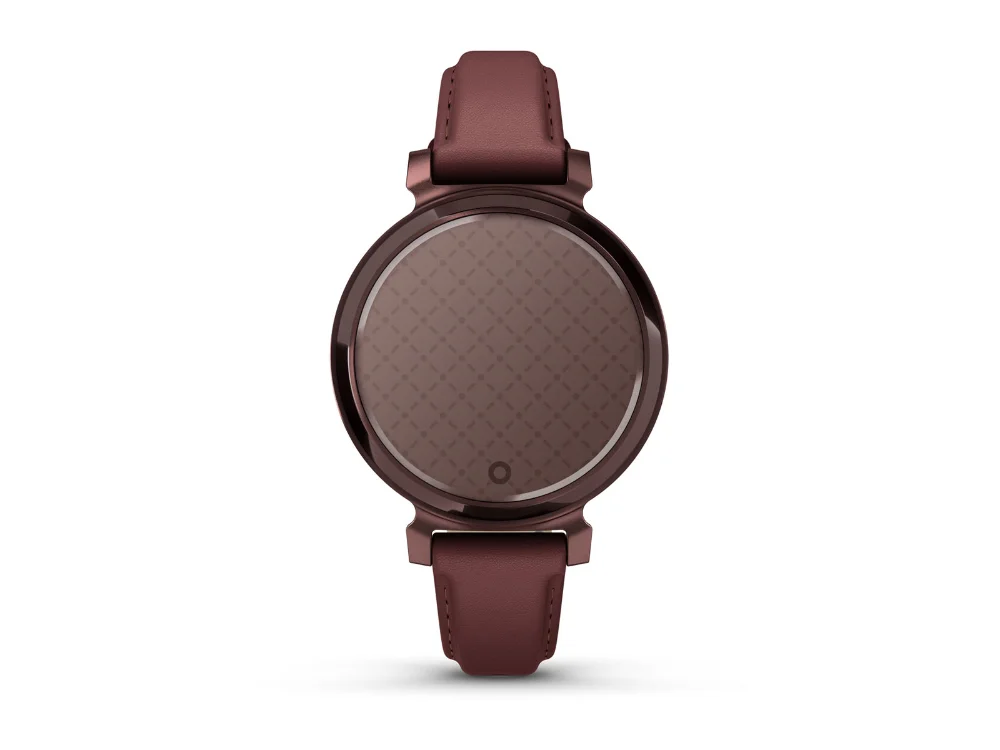 Garmin Lily 2 Classic, тёмная бронза, бордовый кожаный ремешок — вид спереди
