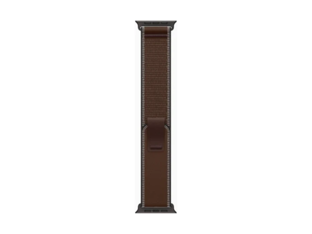 Apple Watch Ultra 4 GPS + Cellular 49 мм Чёрный титан (Black Titanium) с ремешком Тёмно-коричневый Trail Loop (Trail Loop Dark Umber) — вид сбоку