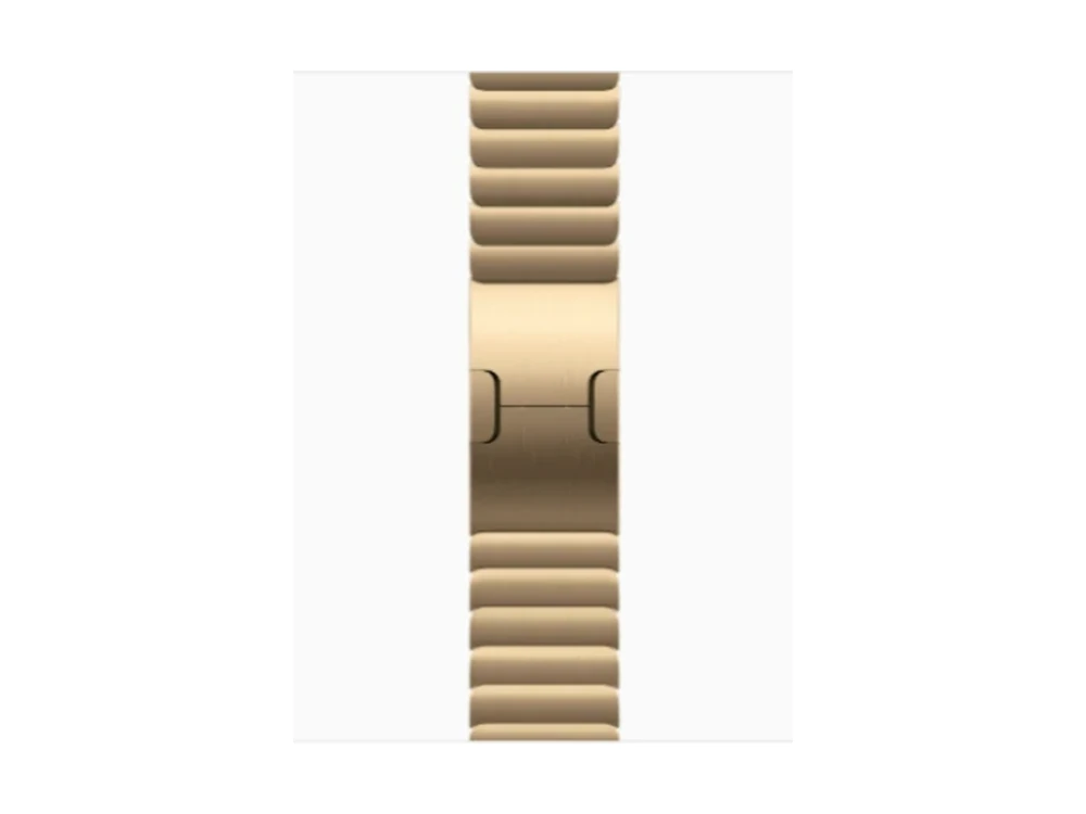 Apple Watch Series 12 GPS + Cellular 46 мм Титан Сияющее золото (Radiant Gold) с Звеньевой браслет (Link Bracelet) — вид сбоку
